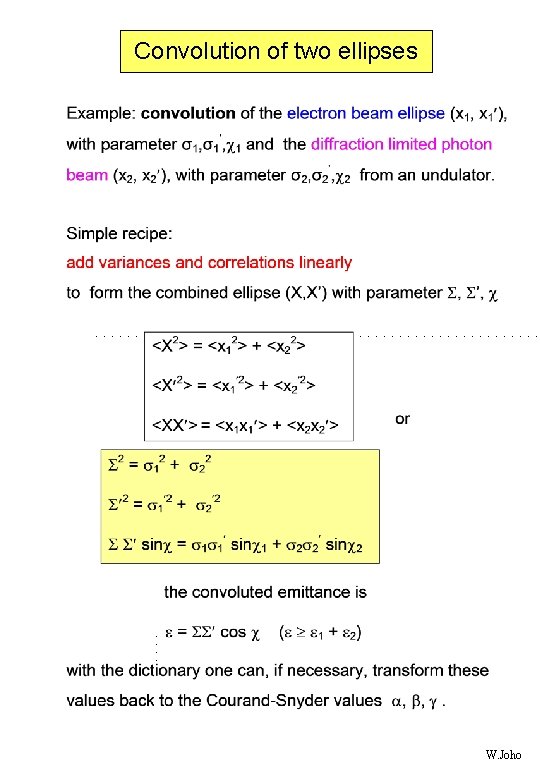 Convolution of two ellipses W. Joho 