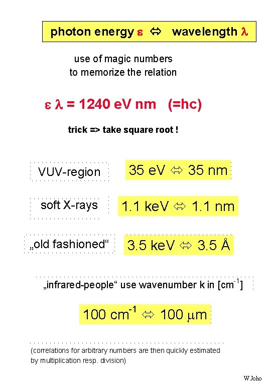 photon energy wavelength use of magic numbers to memorize the relation = 1240 e.