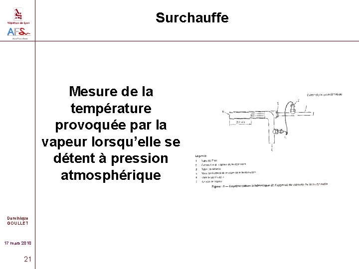 Surchauffe Mesure de la température provoquée par la vapeur lorsqu’elle se détent à pression