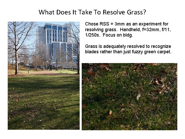 What Does It Take To Resolve Grass? Chose RSS = 3 mm as an