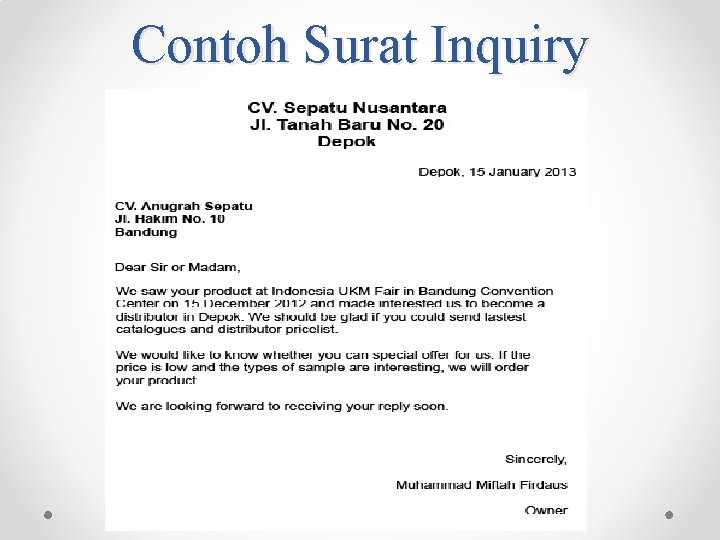 Contoh Surat Inquiry 