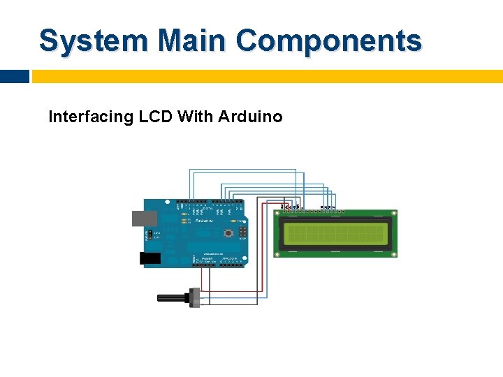 System Main Components Interfacing LCD With Arduino 