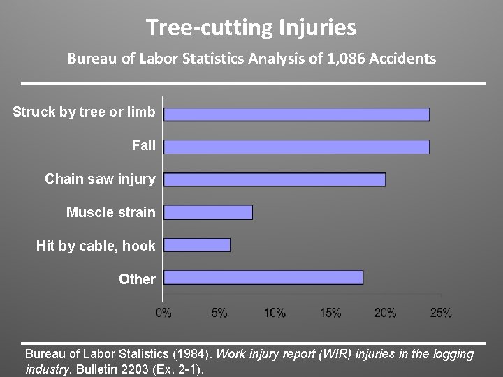 Tree-cutting Injuries Bureau of Labor Statistics Analysis of 1, 086 Accidents Struck by tree Tree-cutting Injuries Bureau of Labor Statistics Analysis of 1, 086 Accidents Struck by tree