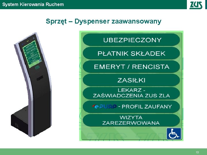 System Kierowania Ruchem Sprzęt – Dyspenser zaawansowany 13 