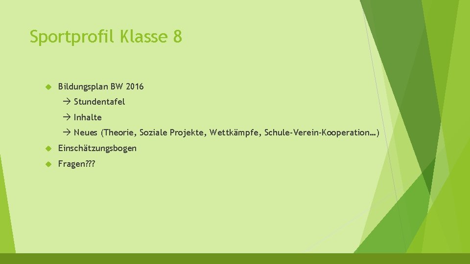 Sportprofil Klasse 8 Bildungsplan BW 2016 Stundentafel Inhalte Neues (Theorie, Soziale Projekte, Wettkämpfe, Schule-Verein-Kooperation…)