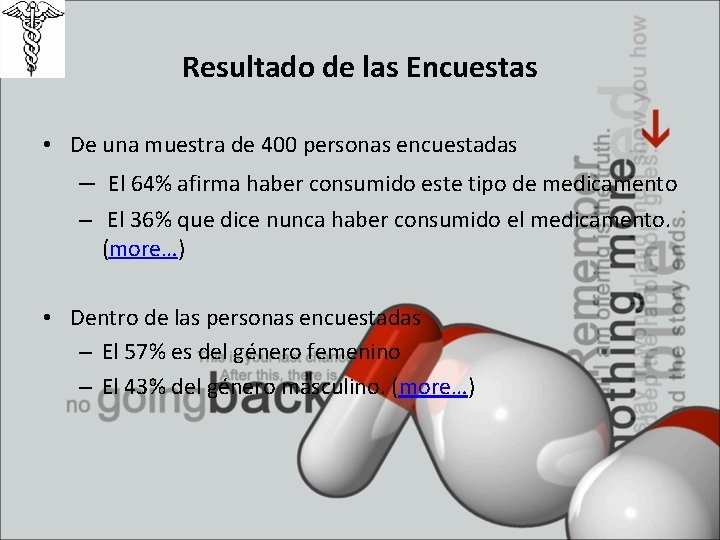 Resultado de las Encuestas • De una muestra de 400 personas encuestadas – El