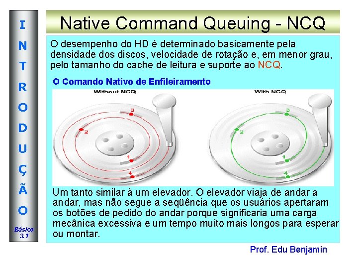 I Native Command Queuing - NCQ N O desempenho do HD é determinado basicamente I Native Command Queuing - NCQ N O desempenho do HD é determinado basicamente