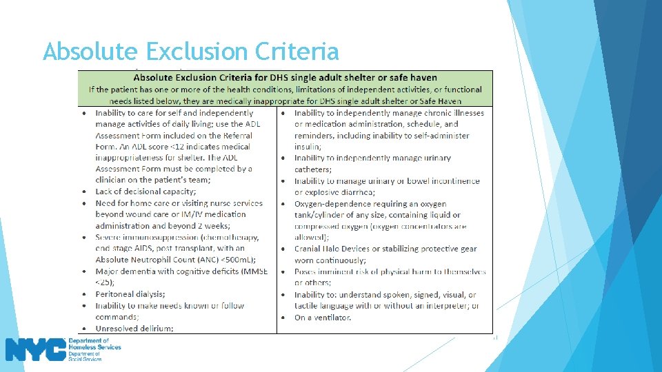 Absolute Exclusion Criteria 11 