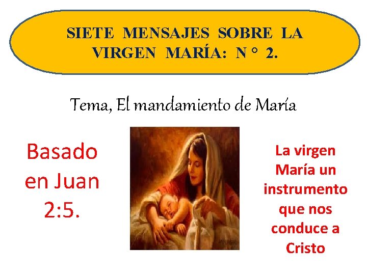 SIETE MENSAJES SOBRE LA VIRGEN MARÍA: N ° 2. Tema, El mandamiento de María