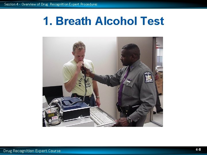 Session 4 – Overview of Drug Recognition Expert Procedures 1. Breath Alcohol Test Drug