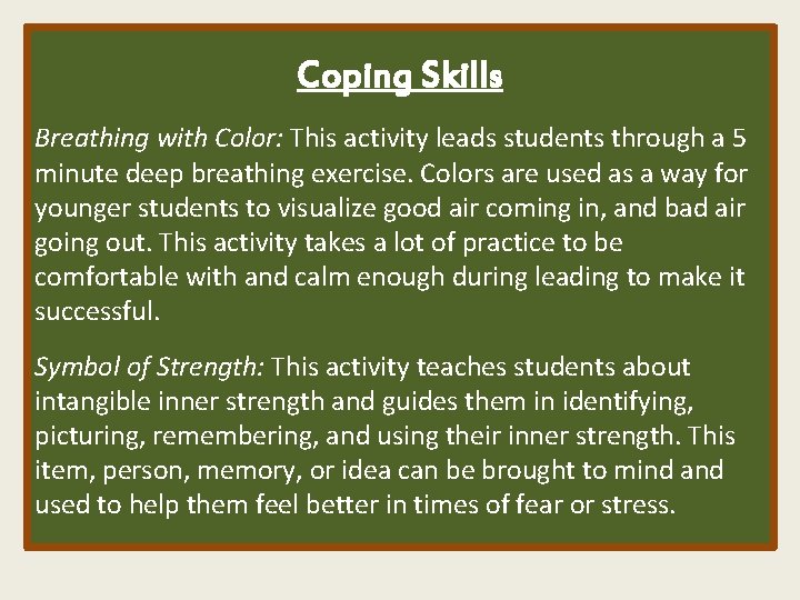 Coping Skills Breathing with Color: This activity leads students through a 5 minute deep