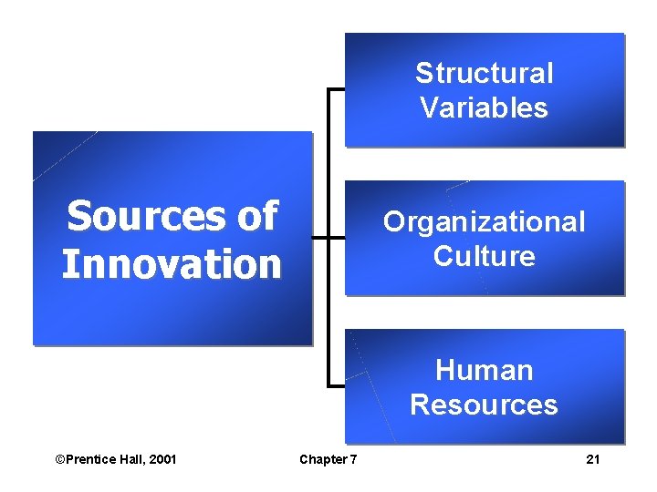 Structural Variables Sources of Innovation Organizational Culture Human Resources ©Prentice Hall, 2001 Chapter 7
