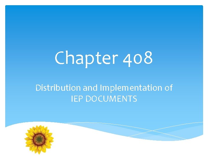 Chapter 408 Distribution and Implementation of IEP DOCUMENTS 