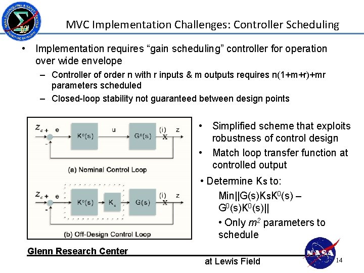 MVC Implementation Challenges: Controller Scheduling • Implementation requires “gain scheduling” controller for operation over MVC Implementation Challenges: Controller Scheduling • Implementation requires “gain scheduling” controller for operation over