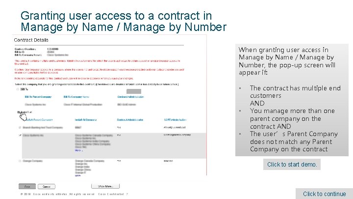 Granting user access to a contract in Manage by Name / Manage by Number