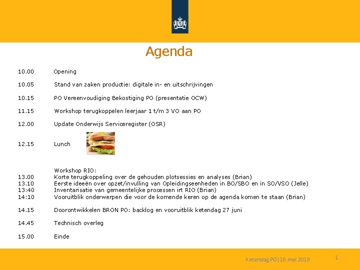 Agenda 10. 00 Opening 10. 05 10. 15 Stand van zaken productie: digitale in-