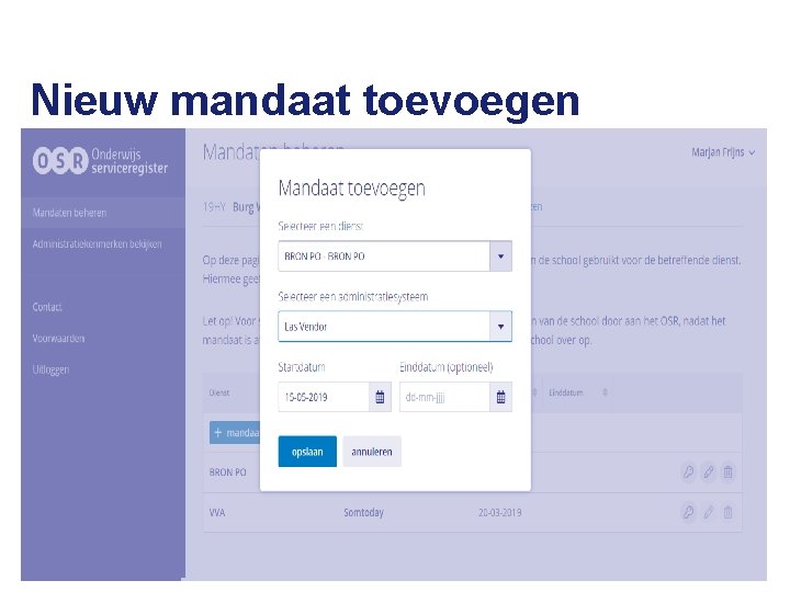 Nieuw mandaat toevoegen 37 