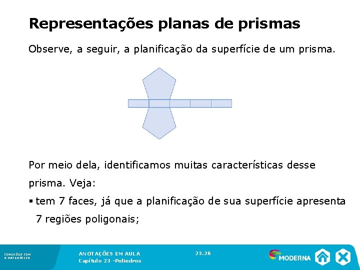 Representações planas de prismas Observe, a seguir, a planificação da superfície de um prisma.