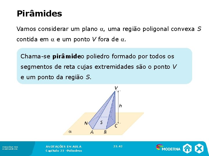 Pirâmides Vamos considerar um plano , uma região poligonal convexa S contida em e