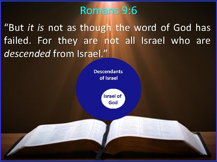 Romans 9: 6 “But it is not as though the word of God has