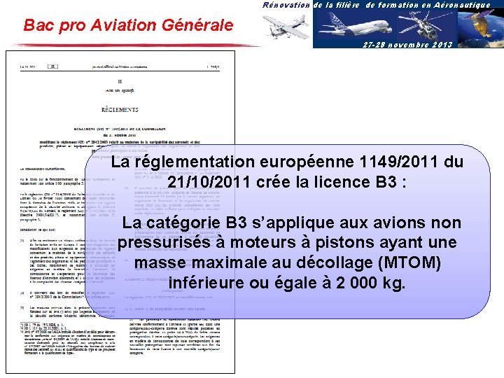 Rénovation de la filière de formation en Aéronautique Bac pro Aviation Générale 27 -28