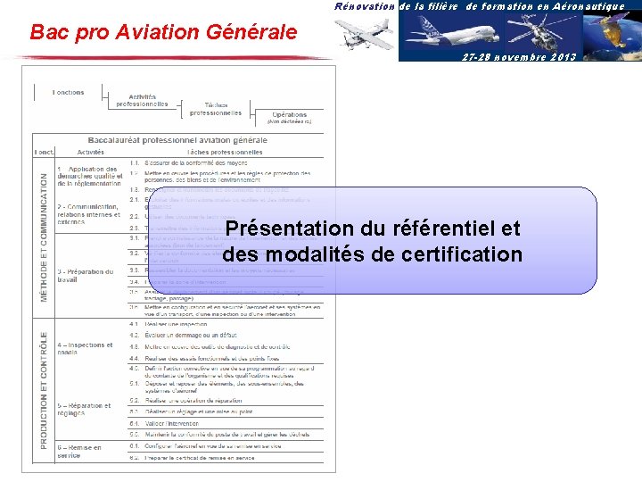 Rénovation de la filière de formation en Aéronautique Bac pro Aviation Générale 27 -28