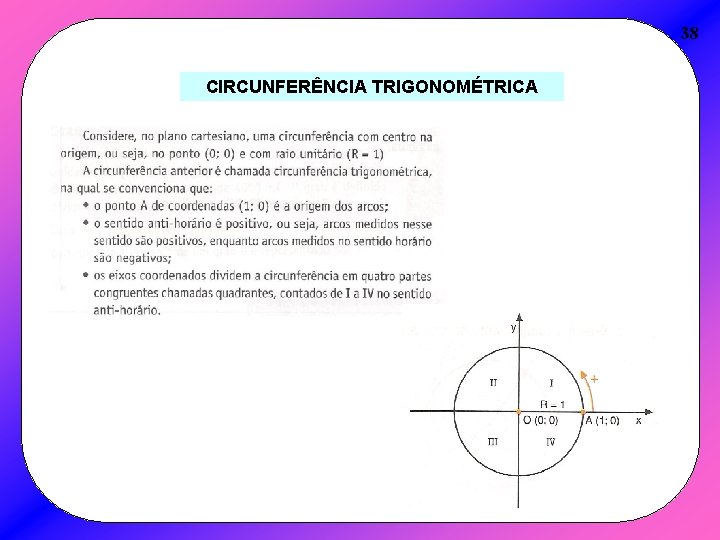 38 CIRCUNFERÊNCIA TRIGONOMÉTRICA 