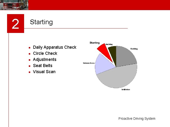 2 Starting n n n Daily Apparatus Check Circle Check Adjustments Seat Belts Visual