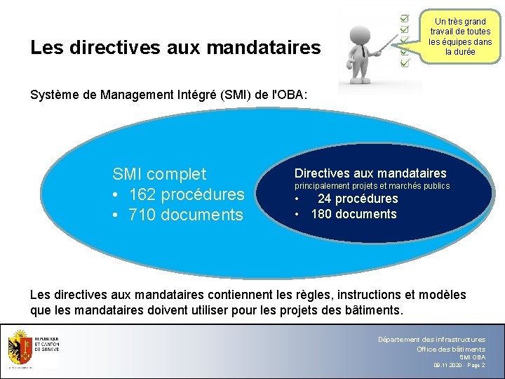 Un très grand travail de toutes les équipes dans la durée Les directives aux