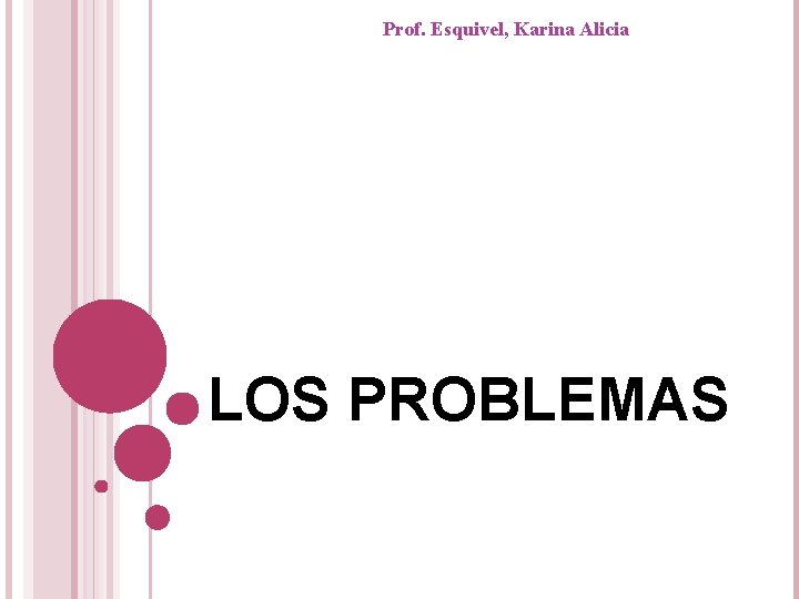 Prof. Esquivel, Karina Alicia LOS PROBLEMAS 