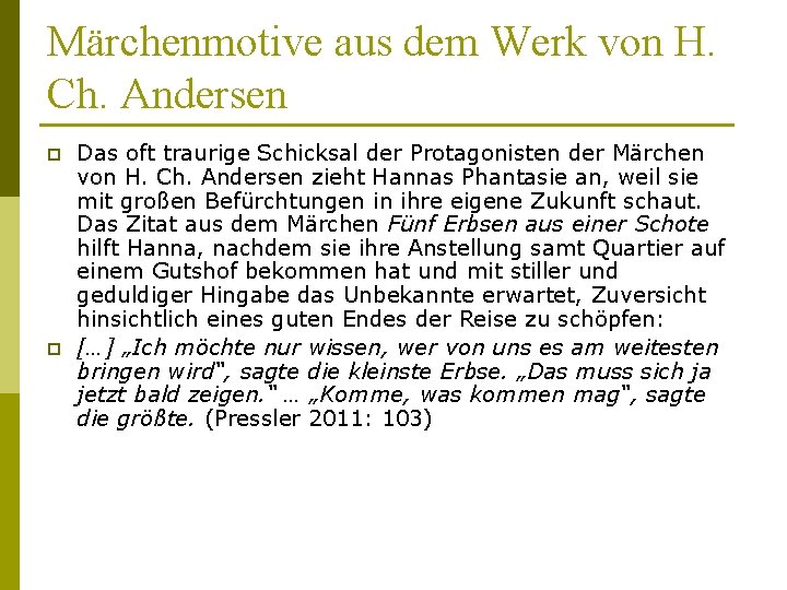 Märchenmotive aus dem Werk von H. Ch. Andersen p p Das oft traurige Schicksal