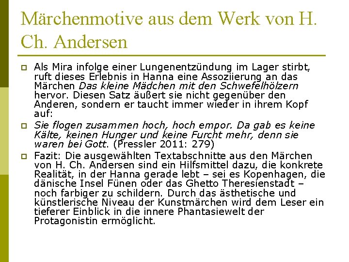 Märchenmotive aus dem Werk von H. Ch. Andersen p p p Als Mira infolge