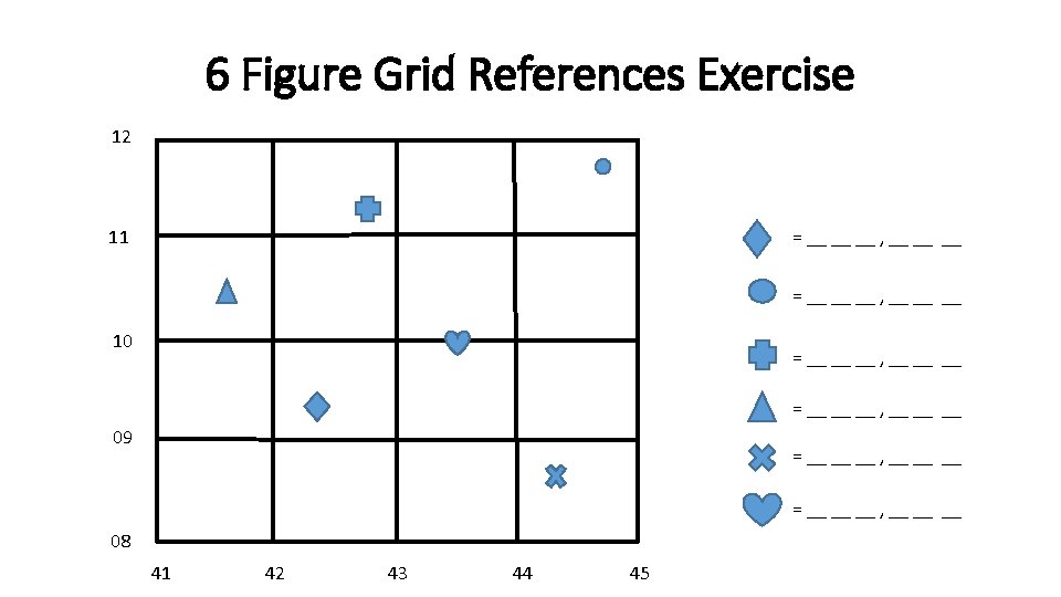 6 Figure Grid References Exercise 12 11 = __ __ __ , __ __