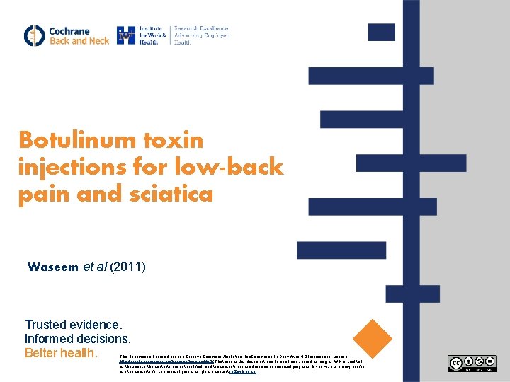 Botulinum toxin injections for low-back pain and sciatica Waseem et al (2011) Trusted evidence.