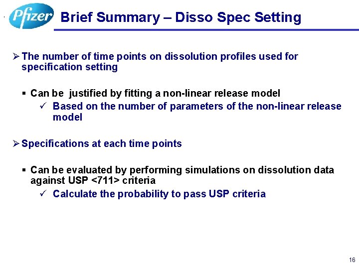 , Brief Summary – Disso Spec Setting Ø The number of time points on