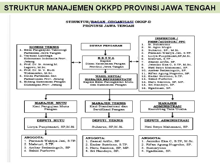 STRUKTUR MANAJEMEN OKKPD PROVINSI JAWA TENGAH 