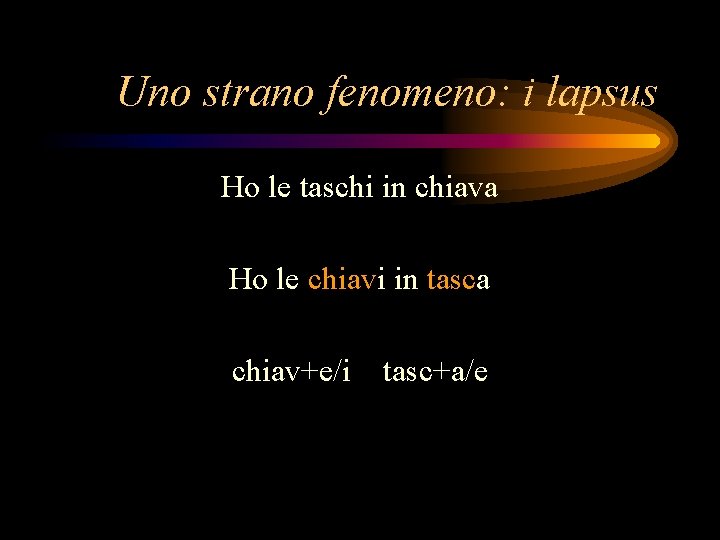 Uno strano fenomeno: i lapsus Ho le taschi in chiava Ho le chiavi in
