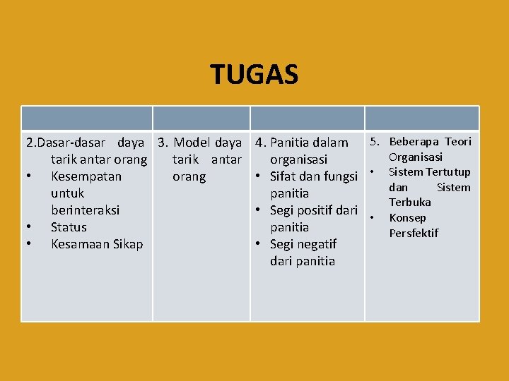TUGAS 2. Dasar-dasar daya 3. Model daya tarik antar orang tarik antar • Kesempatan