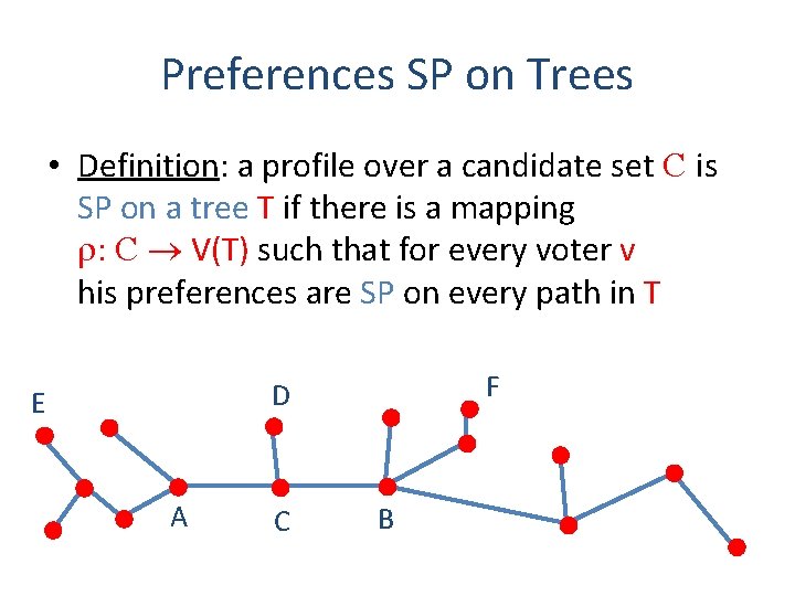 Preferences SP on Trees • Definition: a profile over a candidate set C is