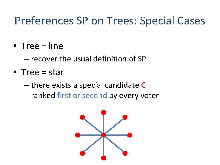 Preferences SP on Trees: Special Cases • Tree = line – recover the usual