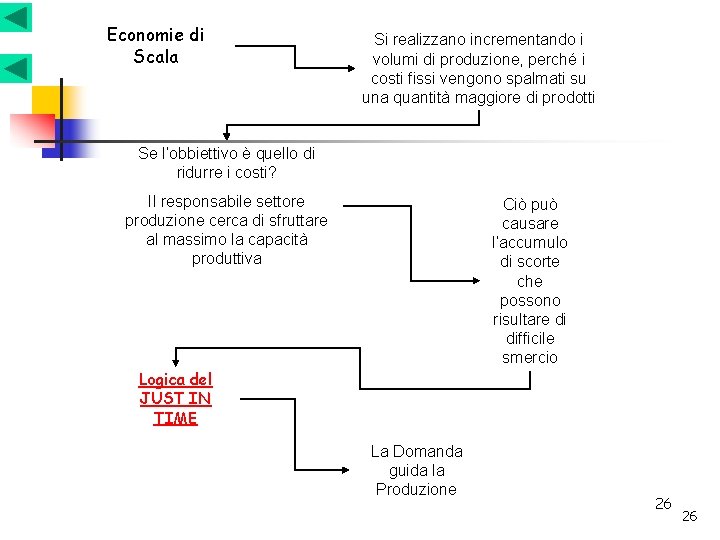 Economie di Scala Si realizzano incrementando i volumi di produzione, perché i costi fissi Economie di Scala Si realizzano incrementando i volumi di produzione, perché i costi fissi