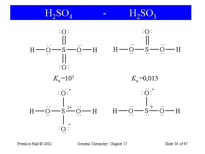 H 2 SO 4 - H 2 SO 3 O ·· ·· O H