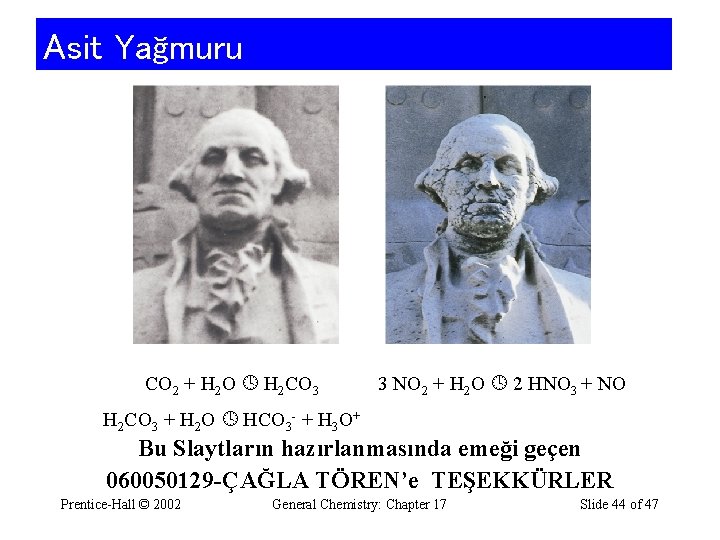 Asit Yağmuru CO 2 + H 2 O H 2 CO 3 3 NO