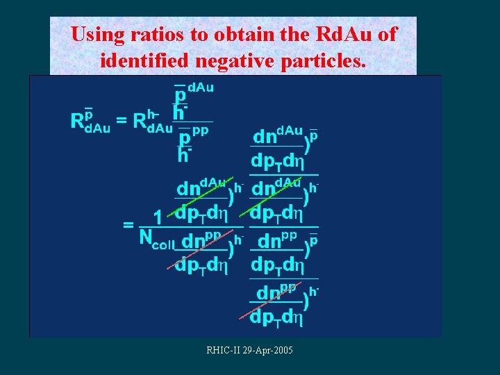 Using ratios to obtain the Rd. Au of identified negative particles. RHIC-II 29 -Apr-2005
