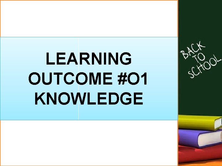 LEARNING OUTCOME #O 1 KNOWLEDGE 