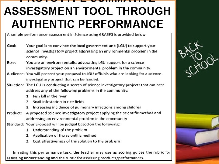 PROTOTYPE SUMMATIVE ASSESSMENT TOOL THROUGH AUTHENTIC PERFORMANCE TASK 