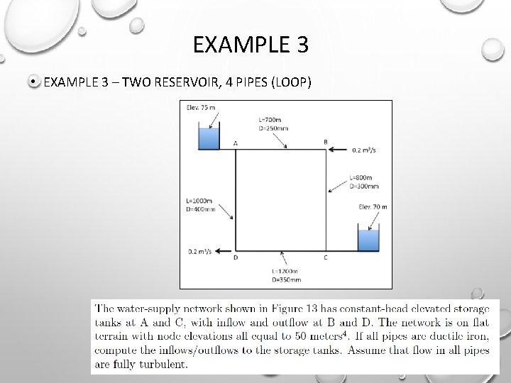 EXAMPLE 3 • EXAMPLE 3 – TWO RESERVOIR, 4 PIPES (LOOP) 
