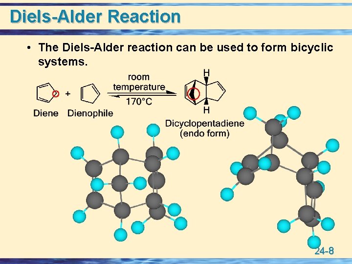 Diels-Alder Reaction • The Diels-Alder reaction can be used to form bicyclic systems. 24