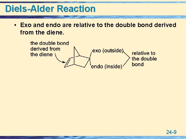 Diels-Alder Reaction • Exo and endo are relative to the double bond derived from