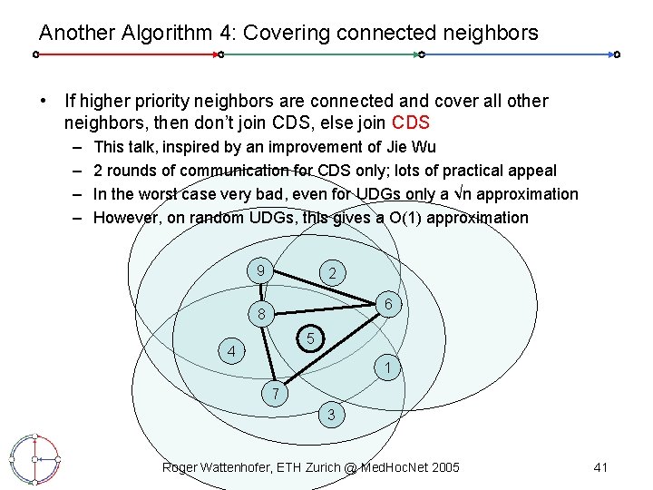 Another Algorithm 4: Covering connected neighbors • If higher priority neighbors are connected and